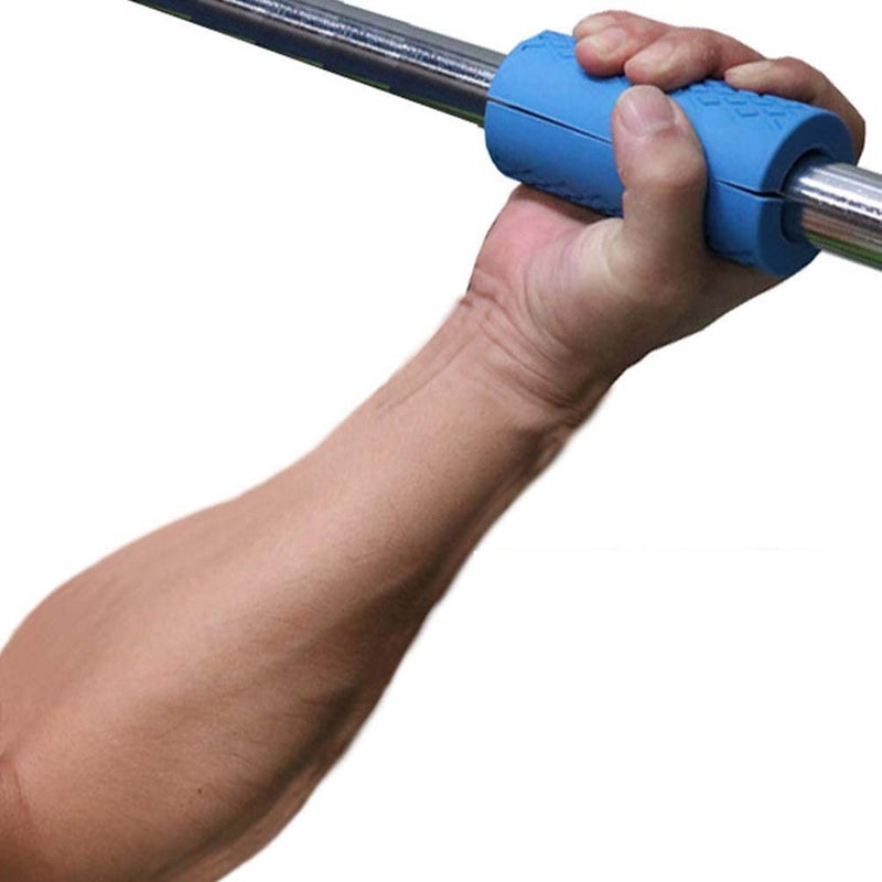 IADUMO Bar Grips for Weightlifting Thick Barbell Bar Grips Gym Grips Pull Up Bar  Rope Grips Dumbbell Grips Arm Blaster Adapter for Powerlifting Rack Ergonomic (Blue) - Image 4